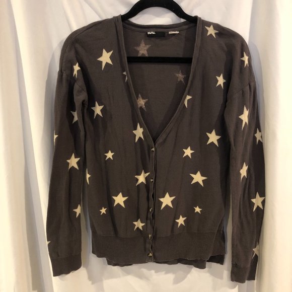 BDG Gray Cardigan w/ Star Pattern - Picture 1 of 5